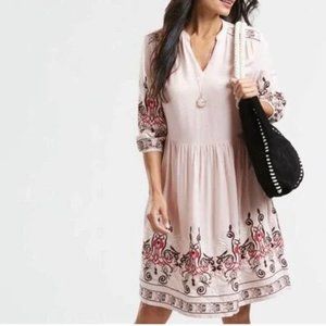 Cost Plus World Market Pink Embroidered Dress Boho Bohemian Sz L/XL